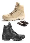 Kit 2 Bota Coturno Militar Couro Cano Curto + Chinelo Dedo !