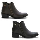 Kit 2 Bota Feminina Salto Baixo JCL STORE Cotruno Country Chelsea Casual Zíper Dia a Dia Conforto