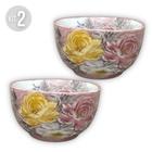 KIT 2 Bowls Tigela Japonesa Cumbuca de Porcelana Açai 500 ml Pintada à Mão ROSAS BRANCA ROSA AMARELA - PINTANDO ARTE Ateliê