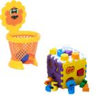 Kit 2 Brinquedo Bebê Educativo Divertido Encaixar Basquete 1 ano Didatico Presente Menino Menina