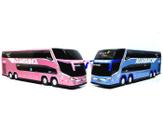 Kit 2 Brinquedo Miniatura Ônibus Águia Branca Coleções 30Cm