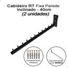 Kit 2 Cabideiro Rt Frontal Inclinado 40cm Para Parede Loja Preto