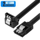 Kit 2 Cabo de Dados Sata 3 6gb/s Com Trava 40cm Conector 90 HD SSD Preto