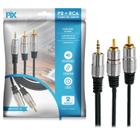 Kit 2 cabos p2st+2rca 2m - cabo p2 estereo x 2 rca macho - pix