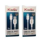 Kit 2 Cabos Usb-C Kingo Branco 2 Metros 2.1A Para Moto G9