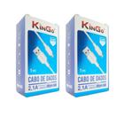 Kit 2 Cabos USB V8 Branco Kingo 1m 2.1A Galaxy J2 Prime