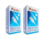 Kit 2 Cabos USB V8 Branco Kingo 1m 2.1A para Galaxy A01 Core