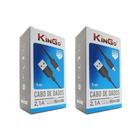 Kit 2 Cabos Usb V8 Kingo Preto 1M 2.1A Para Galaxy J4 Plus