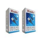 Kit 2 Cabos USB V8 Kingo Preto 1m 2.1A para Galaxy J6 Plus
