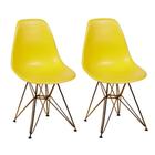 kit 2 Cadeira Charles Eames Ferro Cobre Assento Amarelo