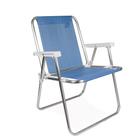 Kit 2 Cadeiras Altas de Alumínio Sannet Azuis + 1 Guarda-Sol Fashion 1,80m