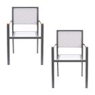 Kit 2 Cadeiras Área Externa com Tela Mesh Mangue de Alumínio Amêndoa/Bege G56 - Gran Belo