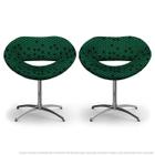 Kit 2 Cadeiras Beijo Colmeia Preto e Verde Poltrona Decorativa com Base Giratória