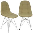 Kit 2 Cadeiras Charles Eames Botonê Eiffel Base Metal Cromado - Bege - Magazine Roma