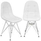 Kit 2 Cadeiras Charles Eames Botonê Eiffel Base Metal Cromado - Branco