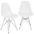 Kit 2 Cadeiras Charles Eames Eiffel Base Metal Cromado Branca