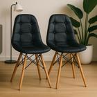 Kit 2 Cadeiras Charles Eames Eiffel Botone Base Madeira Preta