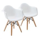 Kit 2 Cadeiras Charles Eames Eiffel Design Wood Com Braços - Branca Branco