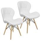 Kit 2 Cadeiras Charles Eames Eiffel Slim Wood Estofada - Branca