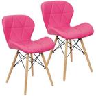Kit 2 Cadeiras Charles Eames Eiffel Slim Wood Estofada Rosa