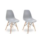 Kit 2 Cadeiras Charles Eames Eiffel Wood Design Jantar Cinza