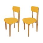 Kit 2 Cadeiras Colorê Infantil Assento e Encosto Amarelo Base em Madeira Maciça Pinus
