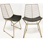 Kit 2 Cadeiras Cozinha Bertoia Retrô cor Dourado fosco assento preto - Poltronas do Sul