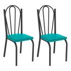 Kit 2 Cadeiras de Cozinha Alabama material sintético Azul Turquesa Pés de Ferro Preto - Pallazio