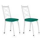 Kit 2 Cadeiras de Cozinha Delaware material sintético Azul Turquesa Pés de Ferro Branco - Pallazio