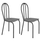 Kit 2 Cadeiras de Cozinha Texas Estampado Preto com Branco Pés de Ferro Cromo Preto - Pallazio