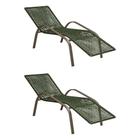 Kit 2 Cadeiras de Descanso Jade em Corda Náutica Verde e Alumínio Champagne