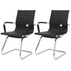 Kit 2 Cadeiras De Escritório Interlocutor Fixa Baixa Stripes Esteirinha Charles Eames Eiffel Preta