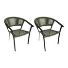 Kit 2 Cadeiras de Jantar Corda Náutica Verde Musgo Base Aluminio Preto Sofia Linha Plus