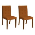 Kit 2 Cadeiras de Jantar Luxo Modernas Estofadas em Veludo Terracota Paula Base Madeira Maciça Imbui