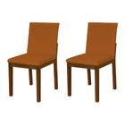 Kit 2 Cadeiras de Jantar Luxo Pérola Estofadas em Veludo Terracota Base Madeira Maciça Imbuia