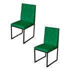 Kit 2 Cadeiras de Jantar Metálica Preto com Suede Verde Malta - Mafer - Móveis Mafer