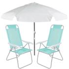 Kit 2 Cadeiras de Praia Alta Dobravel + Guarda-sol 2 M Branco Bel