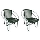 Kit 2 Cadeiras Decorativa Julia em Corda Náutica e Base em Alumínio Cinza/ Verde Musgo