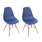 Kit 2 Cadeiras Eames Design Colméia Eloisa Colorida, Azul Marinho