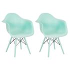 Kit 2 Cadeiras Eiffel Braço Eames Jantar Azul Tiffany Color