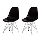 Kit 2 Cadeiras Eiffel Eames Preta Base Cromada Sala Cozinha