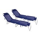 Kit 2 Cadeiras Espreguiçadeiras Alumínio Praia Piscina Azul Mor