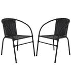 Kit 2 Cadeiras Happy Hour Artesanal Aço Carbono e Fibra sintética Preta