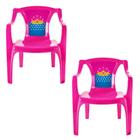kit 2 cadeiras infantil rosa de plástico reforçado arqplast label