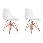 Kit 2 Cadeiras Jantar Assento Branco Eiffel Eames Base Ferro Cobre