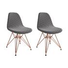 Kit 2 Cadeiras Jantar Eames Eiffel Estofadas Grafite Base Cobre