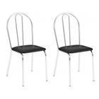 Kit 2 Cadeiras Lisboa Cromada Para Cozinha ou Área Gourmet-Assento Sintético Preto