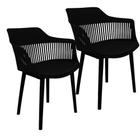Kit 2 Cadeiras Marcela Montreal Mena Polipropileno com Estofado em material sintético Preto