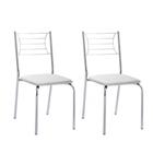 Kit 2 Cadeiras Nanda cromada para cozinha ou espaço gourmet-Assento branco