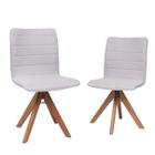 Kit 2 Cadeiras Paloma Giratórias para Sala de Jantar ou Escritório Estofadas em Linho com Estrutura de Madeira Maciça Design Moderno sem Braço